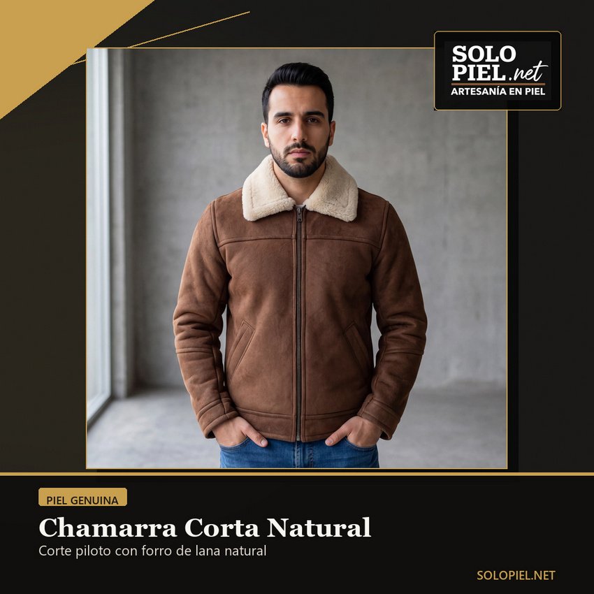 Imagen publicitaria para redes — chamarra corta color natural
