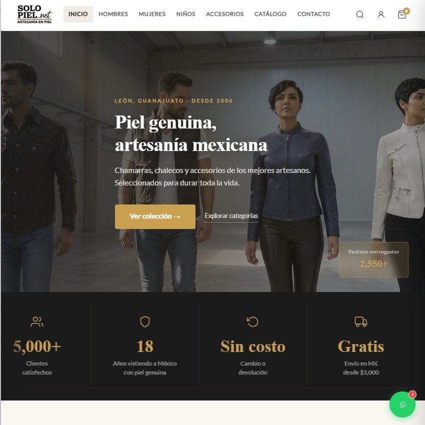 Tienda en línea Solopiel.net — página principal