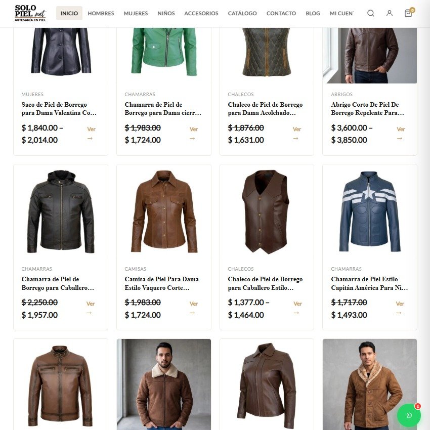 Tienda en línea Solopiel.net — catálogo de chamarras
